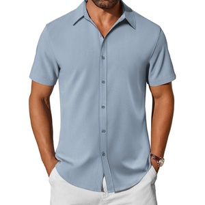 image:imageCOOFANDY Mens Casual Shirts Short Sleeve Button Down Shirt Wrinkle Free Summer ShirtLight Blue