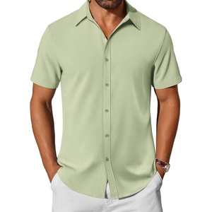 image:imageCOOFANDY Mens Casual Shirts Short Sleeve Button Down Shirt Wrinkle Free Summer ShirtLight Green