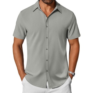 image:imageCOOFANDY Mens Casual Shirts Short Sleeve Button Down Shirt Wrinkle Free Summer ShirtLight Grey