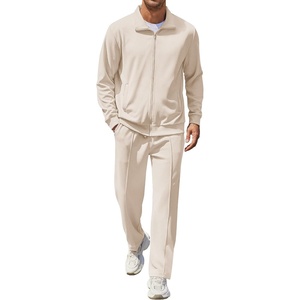 image:imageCOOFANDY Mens Casual Sweatsuit 2 Piece Athletic Full Zip Tracksuit Jacquard Jogging Set Fashion Jackets And Pants OutfitCream
