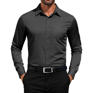 image:imageCOOFANDY Mens Dress Shirts Long Sleeve Button Down Formal Shirt Regular Fit Solid Business Casual ShirtsDark Grey