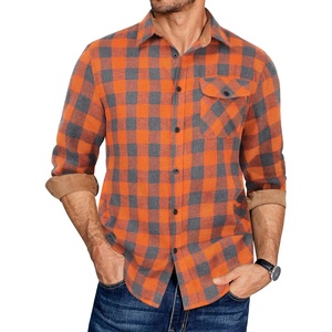image:imageCOOFANDY Mens Flannel Long Sleeve Button Down Casual Plaid Shirt With PocketOrange Grey Plaid
