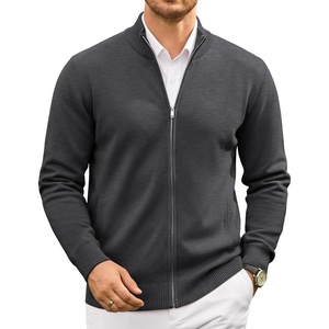 image:imageCOOFANDY Mens Full Zip Cardigan Sweaters Mock Neck Knitwear with Pattern  Solid and Fair Isle fall winter 2026 relaxedfit business casual S3XLDark Gray