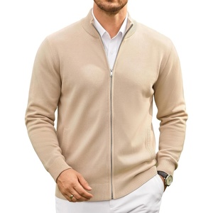 image:imageCOOFANDY Mens Full Zip Cardigan Sweaters Mock Neck Knitwear with Pattern  Solid and Fair Isle fall winter 2026 relaxedfit business casual S3XLKhaki