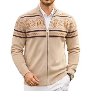 image:imageCOOFANDY Mens Full Zip Cardigan Sweaters Mock Neck Knitwear with Pattern  Solid and Fair Isle fall winter 2026 relaxedfit business casual S3XLKhaki Fair Isle