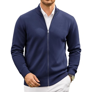 image:imageCOOFANDY Mens Full Zip Cardigan Sweaters Mock Neck Knitwear with Pattern  Solid and Fair Isle fall winter 2026 relaxedfit business casual S3XLNavy Blue