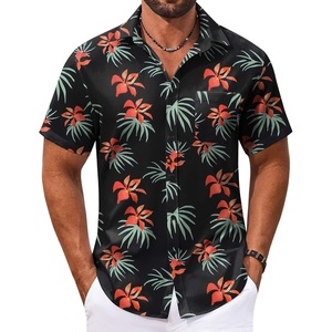image:imageCOOFANDY Mens Hawaiian Shirt Short Sleeve Casual Button Down Tropical Summer Beach Aloha ShirtsBlackred Flowers