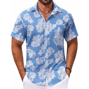 image:imageCOOFANDY Mens Hawaiian Shirt Short Sleeve Casual Button Down Tropical Summer Beach Aloha ShirtsBluewhite Flowers