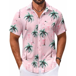 image:imageCOOFANDY Mens Hawaiian Shirt Short Sleeve Casual Button Down Tropical Summer Beach Aloha ShirtsPinkcoconut Trees