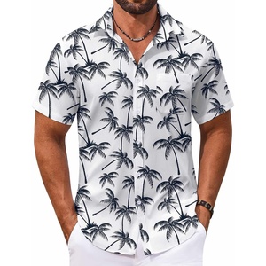 image:imageCOOFANDY Mens Hawaiian Shirt Short Sleeve Casual Button Down Tropical Summer Beach Aloha ShirtsWhitecoconut Tree