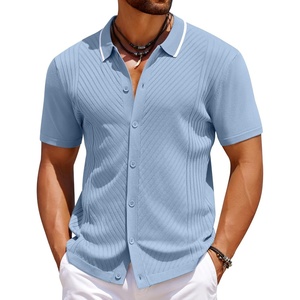 image:imageCOOFANDY Mens Knit Short Sleeve Button Down Shirt Vintage Polo Shirt Casual Summer Beach ShirtsAngel Falls