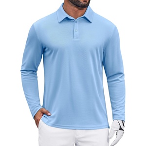 image:imageCOOFANDY Mens Polo Shirts Long Sleeve UPF 50 Moisture Wicking Golf Shirt  3 Button Lightweight Collared Shirts Shape Retaining Classic Basic Polos Ideal for Golf Tennis and Daily Casual WearSky Blue