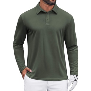 image:imageCOOFANDY Mens Polo Shirts Long Sleeve UPF 50 Moisture Wicking Golf Shirt  3 Button Lightweight Collared Shirts Shape Retaining Classic Basic Polos Ideal for Golf Tennis and Daily Casual WearArmy Green