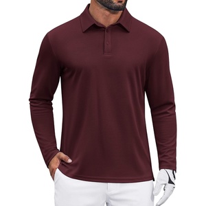 image:imageCOOFANDY Mens Polo Shirts Long Sleeve UPF 50 Moisture Wicking Golf Shirt  3 Button Lightweight Collared Shirts Shape Retaining Classic Basic Polos Ideal for Golf Tennis and Daily Casual WearWine Red