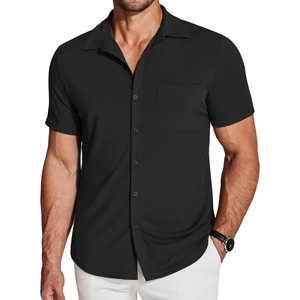 image:imageCOOFANDY Mens Ribbed Button Down Shirts Short Sleeve Casual Shirt with Pocket Summer Beach Camp TopsBlack