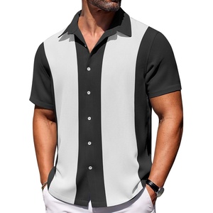 image:imageCOOFANDY Mens Short Sleeve Button Down Shirts Waffle Shirt Casual Beach Summer Shirts Wrinkle Free Vacation ShirtsBlack White