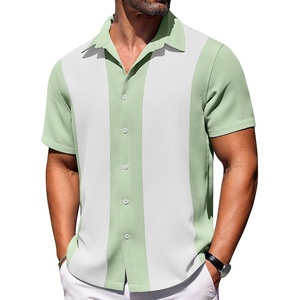 image:imageCOOFANDY Mens Short Sleeve Button Down Shirts Waffle Shirt Casual Beach Summer Shirts Wrinkle Free Vacation ShirtsMint White Combo