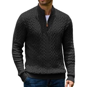 image:imageCOOFANDY Mens Sweater Quarter Zip Pullover Casual Cable Knit Dress Sweater  Mock Neck Long Sleeve 14 Zip Sweater Polo Sweater 2026 Fall Fashion Slim Fit Lightweight Business Casual Work DailyBlack