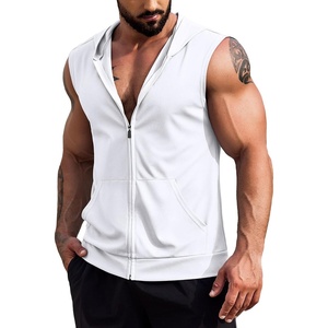 image:imageCOOFANDY Mens Workout Hooded Tank Tops Zip Up Sleeveless Hoodie Bodybuilding Fitness Gym Muscle Cut Off T ShirtWhite1pcs