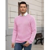 image:imageCOOFANDY Mens Crewneck Pullover Sweater Business Casual Ribbed Knit Sweater  Dress Sweater for Fall Winter Soft Thermal Knit Long Sleeves Ribbed Textured Crew Neck Easy Layering for WorkPink