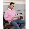 image:imageCOOFANDY Mens Crewneck Pullover Sweater Business Casual Ribbed Knit Sweater  Dress Sweater for Fall Winter Soft Thermal Knit Long Sleeves Ribbed Textured Crew Neck Easy Layering for WorkPink