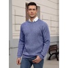 image:imageCOOFANDY Mens Crewneck Pullover Sweater Business Casual Ribbed Knit Sweater  Dress Sweater for Fall Winter Soft Thermal Knit Long Sleeves Ribbed Textured Crew Neck Easy Layering for WorkSky Blue