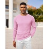 image:imageCOOFANDY Mens Crewneck Pullover Sweater Business Casual Ribbed Knit Sweater  Dress Sweater for Fall Winter Soft Thermal Knit Long Sleeves Ribbed Textured Crew Neck Easy Layering for WorkPink