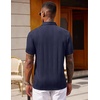 image:imageCOOFANDY Polo Shirts for Men Short Sleeve Shirts Casual Stylish Collared Summer Textured Knit Shirts01 Navy Blue