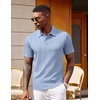 image:imageCOOFANDY Polo Shirts for Men Short Sleeve Shirts Casual Stylish Collared Summer Textured Knit ShirtsClear Blue