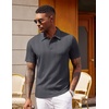 image:imageCOOFANDY Polo Shirts for Men Short Sleeve Shirts Casual Stylish Collared Summer Textured Knit ShirtsDark Grey