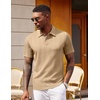 image:imageCOOFANDY Polo Shirts for Men Short Sleeve Shirts Casual Stylish Collared Summer Textured Knit ShirtsKhaki