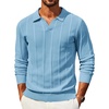 image:imageCOOFANDY Men Long Sleeve Knit Shirt Polo Collared Sweater Classic Pullover  Classic VNeck Knit Polo Sweater With Textured Finish And Comfortable Fit For Business Casual Office And Weekends