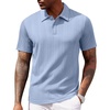 image:imageCOOFANDY Polo Shirts for Men Short Sleeve Shirts Casual Stylish Collared Summer Textured Knit ShirtsClear Blue