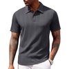 image:imageCOOFANDY Polo Shirts for Men Short Sleeve Shirts Casual Stylish Collared Summer Textured Knit ShirtsDark Grey