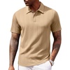 image:imageCOOFANDY Polo Shirts for Men Short Sleeve Shirts Casual Stylish Collared Summer Textured Knit ShirtsKhaki