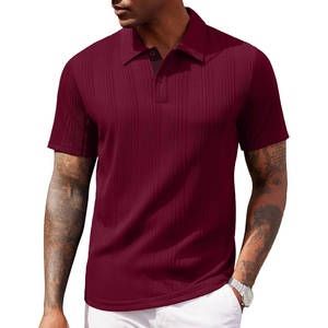 image:imageCOOFANDY Polo Shirts for Men Short Sleeve Shirts Casual Stylish Collared Summer Textured Knit ShirtsDark Red