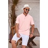 image:imageCOOFANDY Mens Casual Henley Shirt Short Sleeve Band Collar Shirt Summer Beach Hippie Vacation T Shirt with ButtonPink