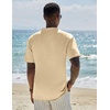 image:imageCOOFANDY Mens Casual Henley Shirt Short Sleeve Linen Shirt Band Collar Summer Hippie Beach TShirtsBeige
