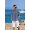 image:imageCOOFANDY Mens Casual Henley Shirt Short Sleeve Linen Shirt Band Collar Summer Hippie Beach TShirtsDenim Blue