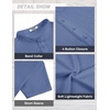 image:imageCOOFANDY Mens Casual Henley Shirt Short Sleeve Linen Shirt Band Collar Summer Hippie Beach TShirtsDenim Blue