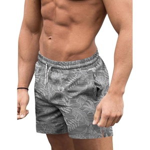 image:imageCOOFANDY Mens Swim Trunks Quick Dry Board Shorts Swimwear Bathing Suit  Quick Dry Four Way Stretch Fabric3 inch InseamSide PocketsP Grey Leaf
