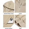 image:imageCOOFANDY Men Full Zip Hoodie Fleece Zipper Sweatshirt Casual Hooded Jacket  Llightweight fleeceLined and Zipper Versatile Drawstring Hood 2026 Fall Fashion Streetwear Casual Gym Outdoor JacketKhaki