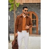 image:imageCOOFANDY Men Quarter Zip Pullover Sweatshirts Long Sleeve Mock Neck Sweater  14 Closure HalfOpening Quilted Texture Fleece Standup Collar Business Casual Golfing Thermal Ribbed CuffsLight Brown