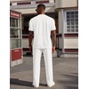 image:imageCOOFANDY Mens 2 Piece Outfit Quarter Zip Short Sleeve Top amp Pants Set  Tracksuits Activewear Clothing Set Workout Top amp Bottom Sets 14 Zip Polo Shirt and Jogging Pants Leisure Suits for MenWhite