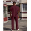 image:imageCOOFANDY Mens 2 Piece Outfit Quarter Zip Short Sleeve Top amp Pants Set  Tracksuits Activewear Clothing Set Workout Top amp Bottom Sets 14 Zip Polo Shirt and Jogging Pants Leisure Suits for MenDark Red