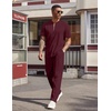 image:imageCOOFANDY Mens 2 Piece Outfit Quarter Zip Short Sleeve Top amp Pants Set  Tracksuits Activewear Clothing Set Workout Top amp Bottom Sets 14 Zip Polo Shirt and Jogging Pants Leisure Suits for MenDark Red