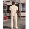 image:imageCOOFANDY Mens 2 Piece Outfit Quarter Zip Short Sleeve Top amp Pants Set  Tracksuits Activewear Clothing Set Workout Top amp Bottom Sets 14 Zip Polo Shirt and Jogging Pants Leisure Suits for MenLight Khaki