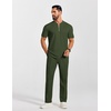 image:imageCOOFANDY Mens 2 Piece Outfit Quarter Zip Short Sleeve Top amp Pants Set  Tracksuits Activewear Clothing Set Workout Top amp Bottom Sets 14 Zip Polo Shirt and Jogging Pants Leisure Suits for MenArmy Green