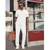 image:imageCOOFANDY Mens 2 Piece Outfit Quarter Zip Short Sleeve Top amp Pants Set  Tracksuits Activewear Clothing Set Workout Top amp Bottom Sets 14 Zip Polo Shirt and Jogging Pants Leisure Suits for MenWhite