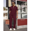 image:imageCOOFANDY Mens 2 Piece Outfit Quarter Zip Short Sleeve Top amp Pants Set  Tracksuits Activewear Clothing Set Workout Top amp Bottom Sets 14 Zip Polo Shirt and Jogging Pants Leisure Suits for MenDark Red